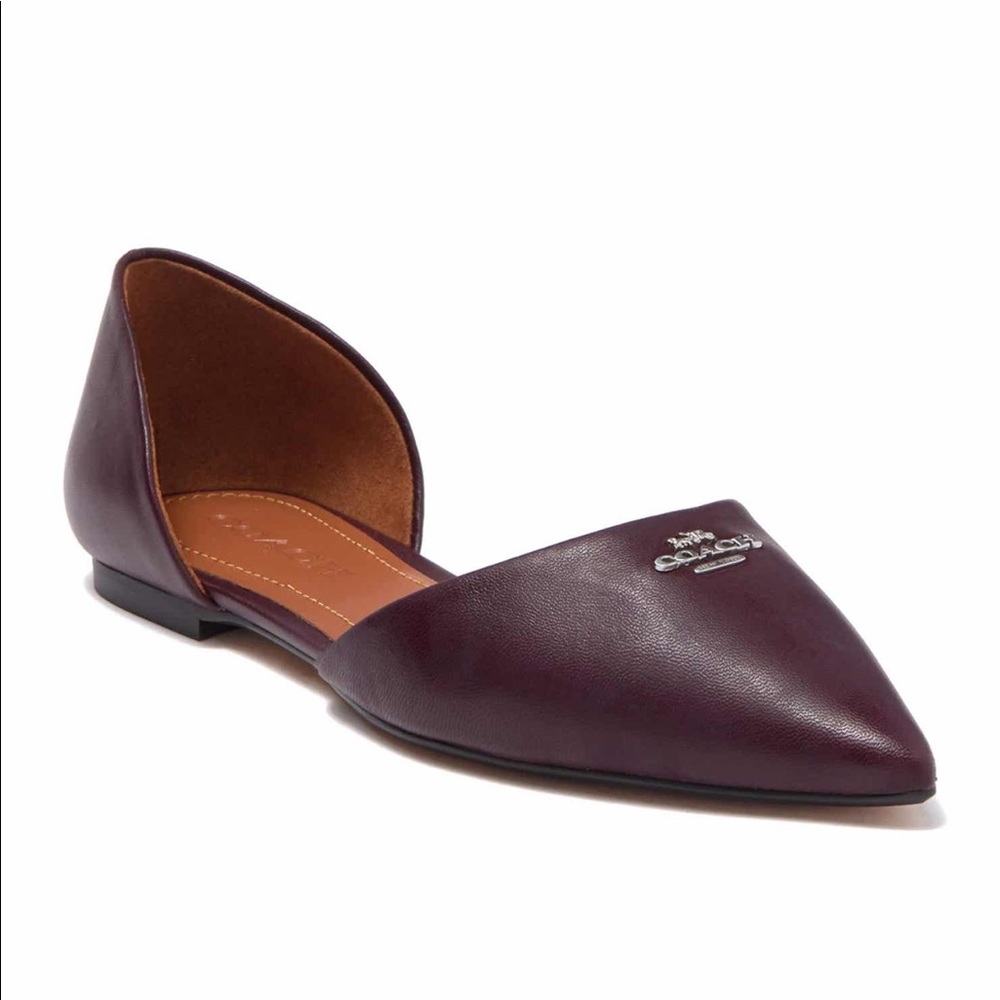 Coach Pointed toe leather D’Orsay flat